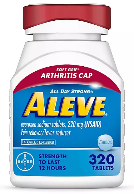 Aleve Pain Reliever Tablets, 220 mg Naproxen Sodium, Soft-Grip Arthritis Cap, 320 ct.