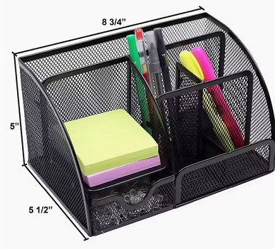 Black Mesh Desktop Accessories Office Desk Organizer with Pen Holder