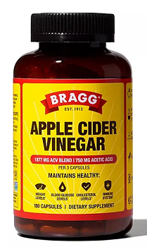 Bragg Apple Cider Vinegar Supplement Capsules, 180 ct.