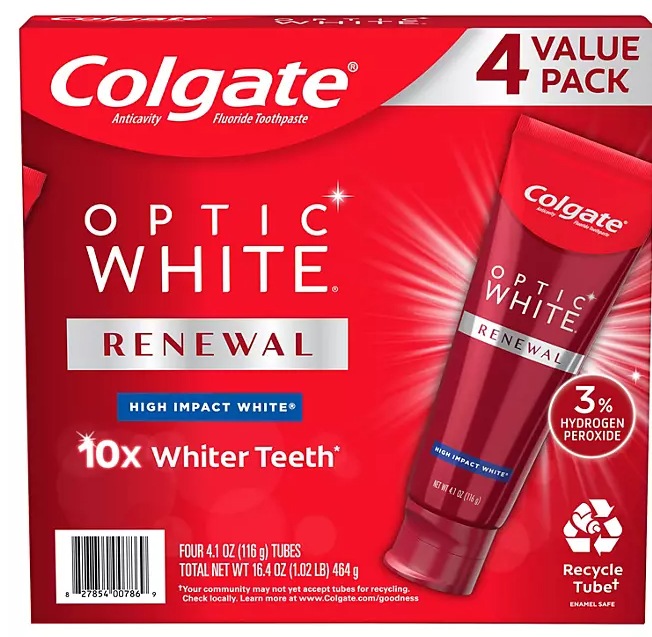 Colgate Optic White Renewal Whitening Toothpaste, 4.1 oz., 4 pk.