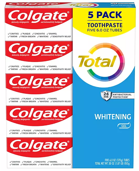 Colgate Total Whitening Gel Toothpaste, 6 oz., 5 pk.