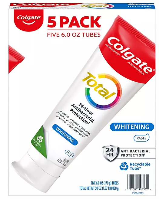 Colgate Total Whitening Toothpaste, 6 oz., 5 pk.