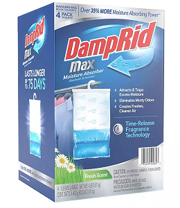 DampRid Max Moisture Absorber Hanging Bag, Fresh Scent 4 pk.