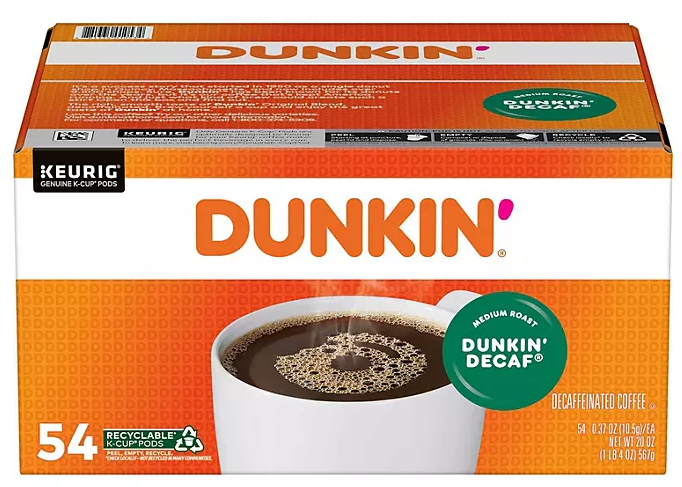 Dunkin' Donuts Decaf Coffee K-Cups, Medium Roast, 54 ct.