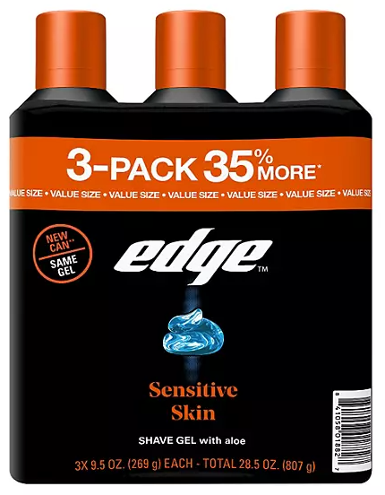 Edge Sensitive Skin Shaving Gel for Men, 9.5 oz., 3 pk.