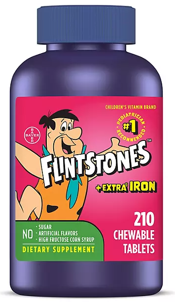 Flintstones Chewable Kids Multivitamin with + Extra Iron, 210 ct.