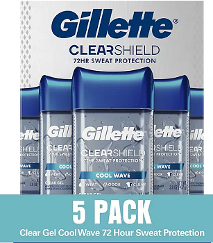 Gillette Cool Wave Clear Gel Men's Antiperspirant and Deodorant, 3.8 oz., 5 pk.