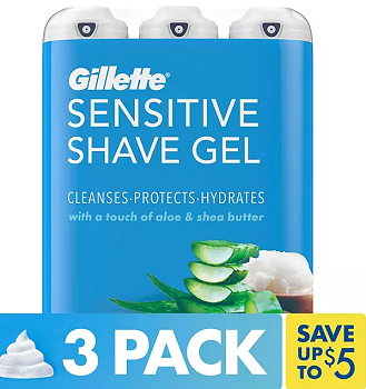 Gillette Sensitive Shave Gel with Aloe & Shea Butter, 7 oz., 3 pk.