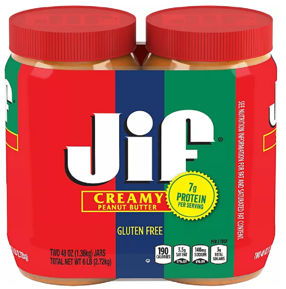 Jif Creamy Peanut Butter, 48 oz., 2 pk.