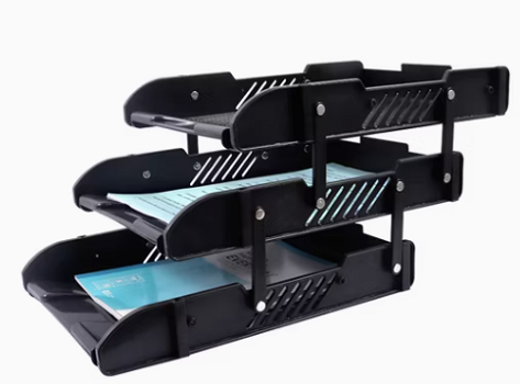 Large Capacity 3 Tier Adjustable Plastic Height Desk Magazine File Holder Document Organizer for Office and Home