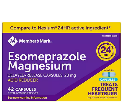 Member's Mark Esomeprazole Magnesium Capsules, 20 mg, 42 ct.