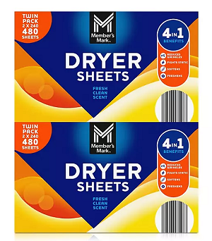 Member's Mark Fabric Softener Dryer Sheets, Fresh Scent, 480 ct.