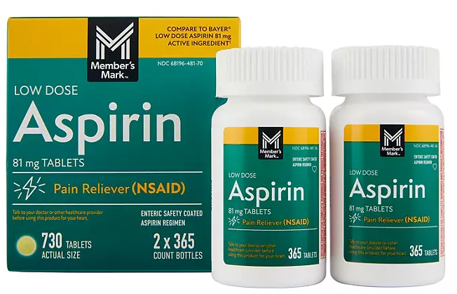 Member’s Mark Low Dose Aspirin Tablets, 81 mg, 730 ct.