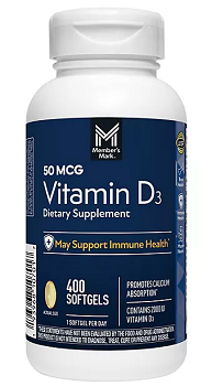 Member's Mark Vitamin D3, 50 mcg, 400 ct.