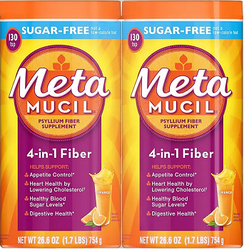 Metamucil Psyllium 4in1 Fiber Sugar-Free Powder, Orange, 26.6 oz., 2 pk.