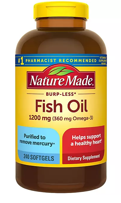 Nature Made Burp-Less Fish Oil 1200 mg Softgels, 240 ct.