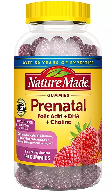 Nature Made Prenatal Folic Acid + DHA + Choline Gummies, 120 ct.