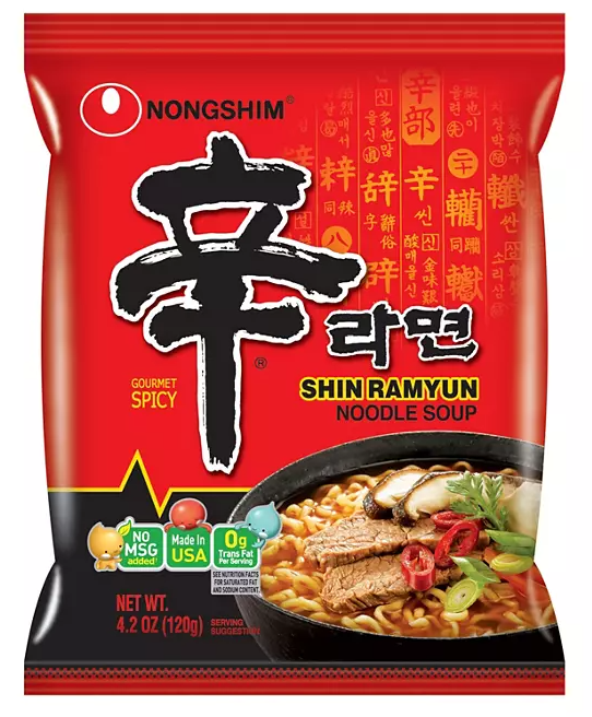 Nongshim Shin Ramyun Spicy Beef Ramen Noodle Soup 4.02 oz., 18 ct.