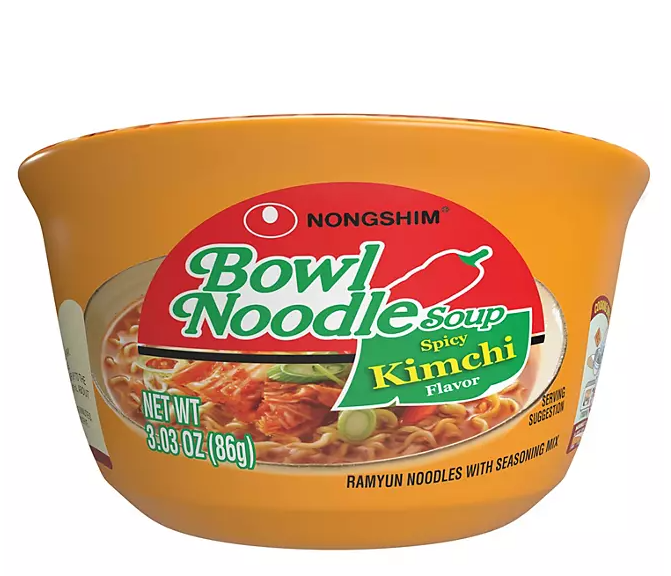 Nongshim Spicy Kimchi Ramen Noodle Soup Bowl 3.03 oz., 18 ct.