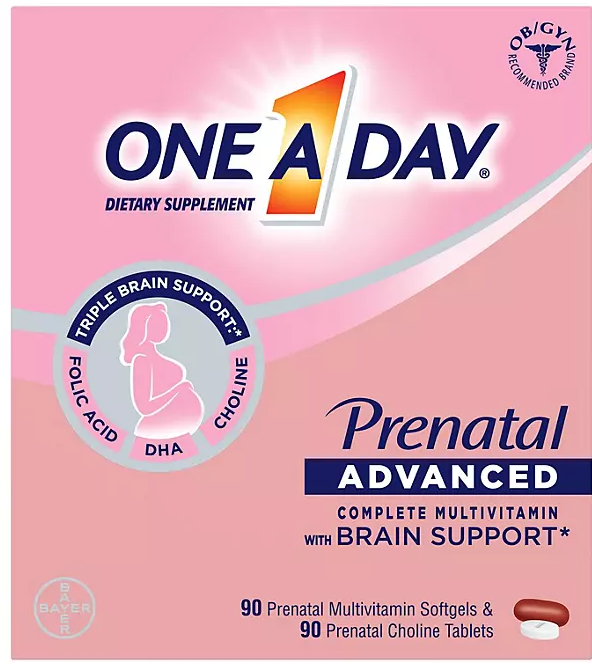 One A Day Women's Prenatal Advanced Mulitvitamins Softgels & Prenatal Choline Tablets 2 pk.; 90 ct.