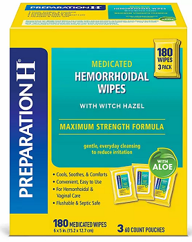 Preparation H Hemorrhoid Wipes with Witch Hazel, 180 ct.