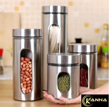 Stainless Steel Food Container with Transparent Window.