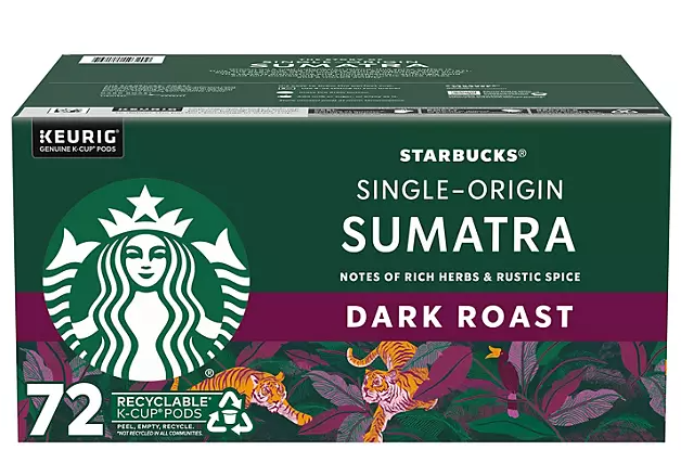 Starbucks Dark Roast K-Cup Coffee Pods, Single-Origin Sumatra, 72 ct.