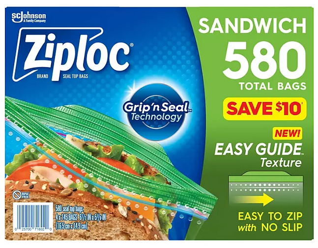 Ziploc Easy Open Tab Sandwich Bags, 580 ct.