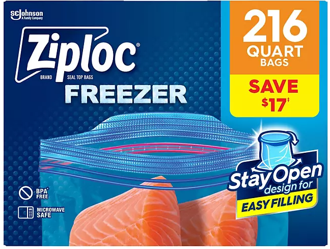 Ziploc Seal Top Quart Freezer Bags, 216 ct.